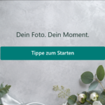 Individueller Studio-Gastbildschirm mit floralem Hintergrund und Startschaltfläche