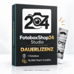 FotoboxShop24 Studio Dauerlizenz für eine Fotobox mit 10.000 Start-Credits, digitale Software ohne Hardware.