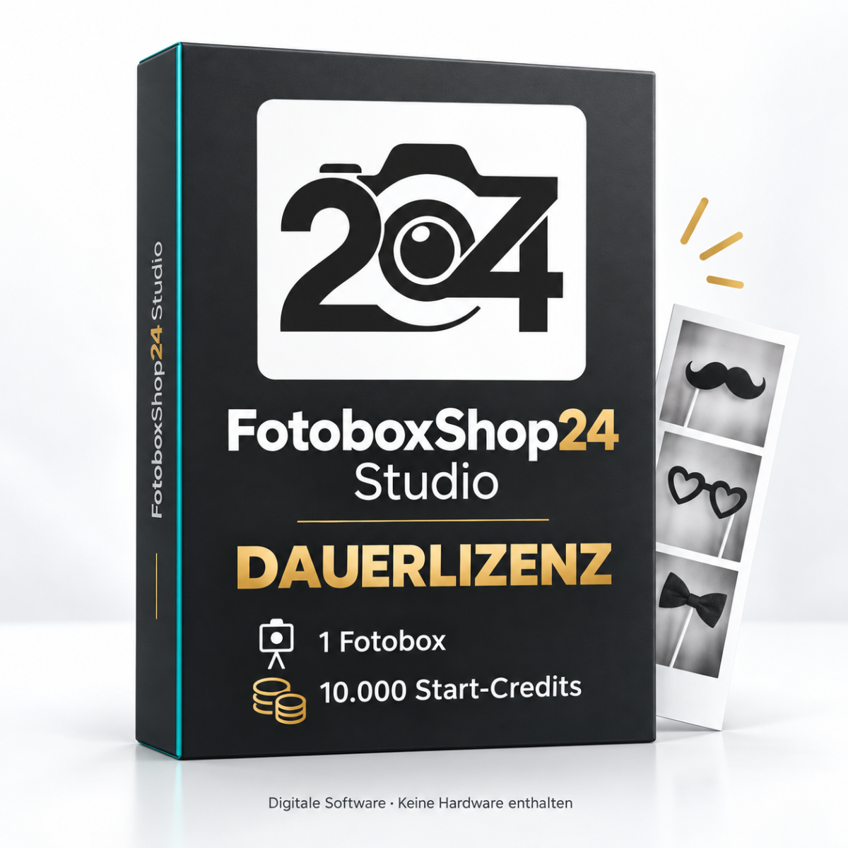 FotoboxShop24 Studio Dauerlizenz für eine Fotobox mit 10.000 Start-Credits, digitale Software ohne Hardware.